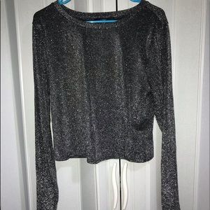 Cropped Long Sleeve Glitter Top
